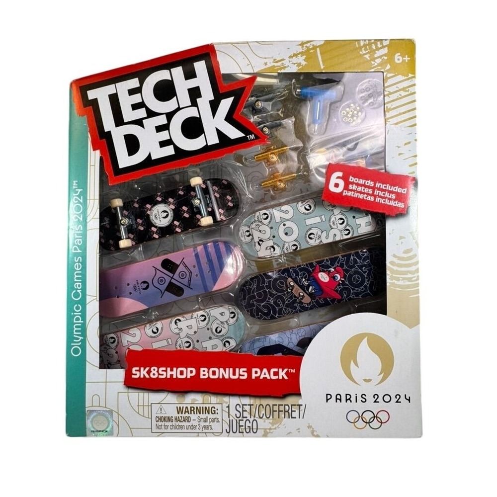Tech Deck Sk8Shop Bonus Pack Paris 2024‎ Olympics Fingerboards 6 Pack